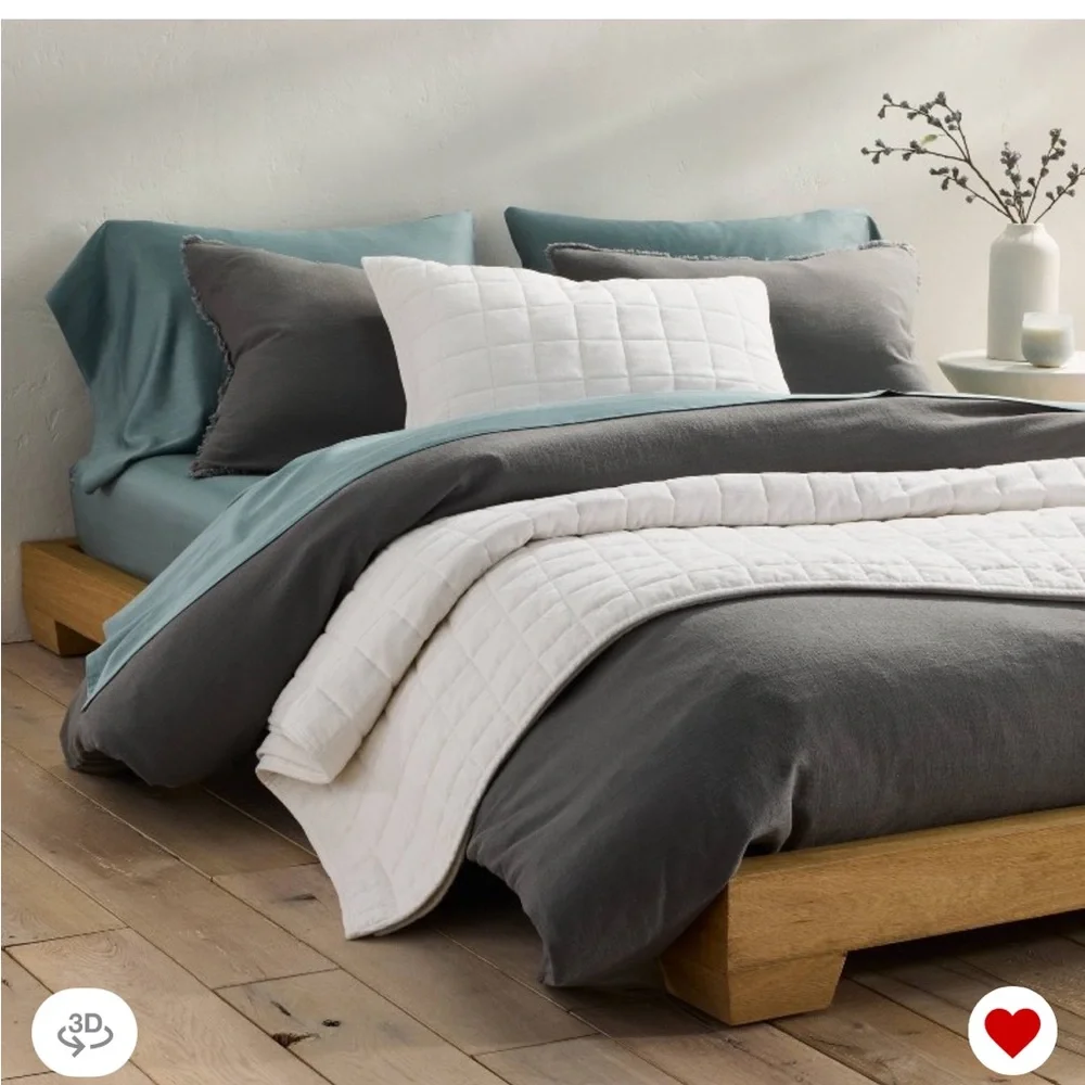 Casaluna King Heavyweight Linen Blend Duvet Cover Set in Gray